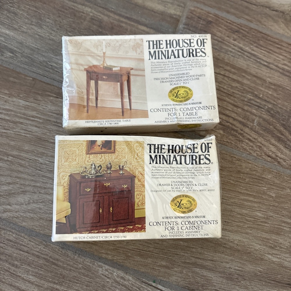 Vintage House Of Miniatures HUTCH CABINET & Table Doll Furniture‎ Kit NEW Sealed